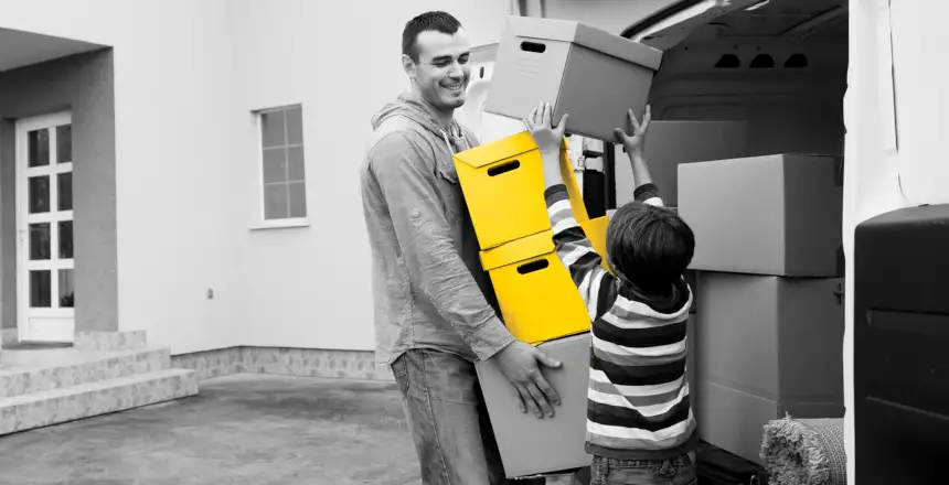 hertz umzugstransporter gelber karton