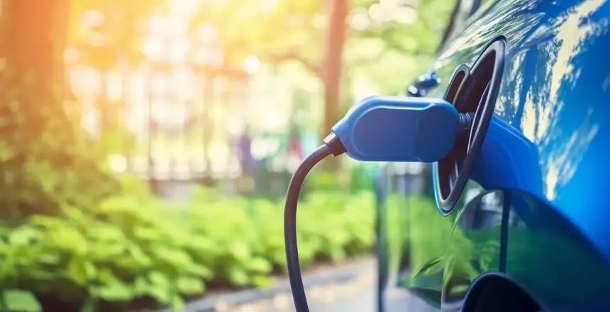 Ladekabrl an blauem Elektroauto