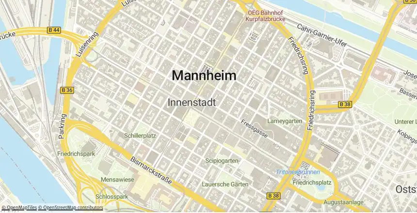 Kartenansicht von Mannheim (ADAC Maps)