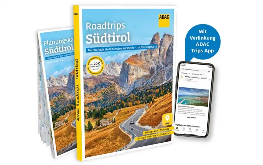 roadtrips-suedtirol-app Cover des ADAC Reiseführers Roadtrips Südtirol