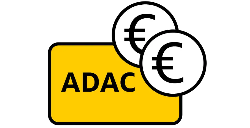 adac karte euro kreis muenze geld gelb