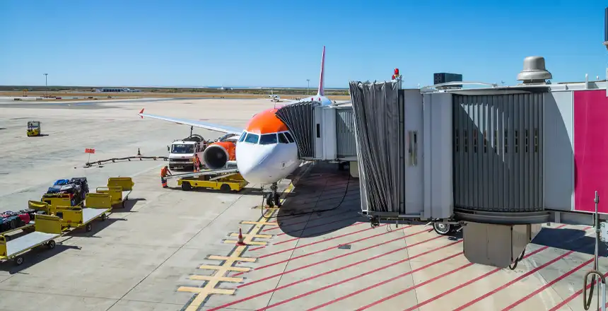 Gate am Flughafen Faro, Portugal