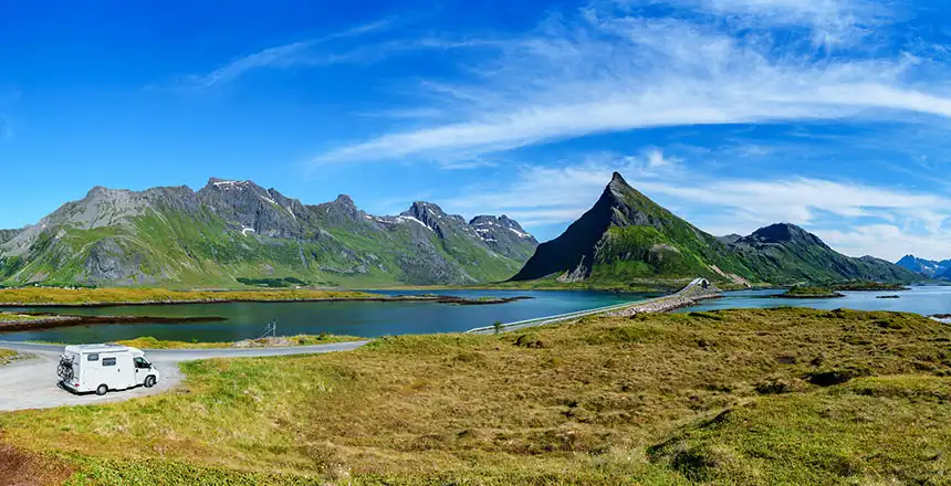 Wild campen, frei stehen, Norwegen mit Wohnmobil