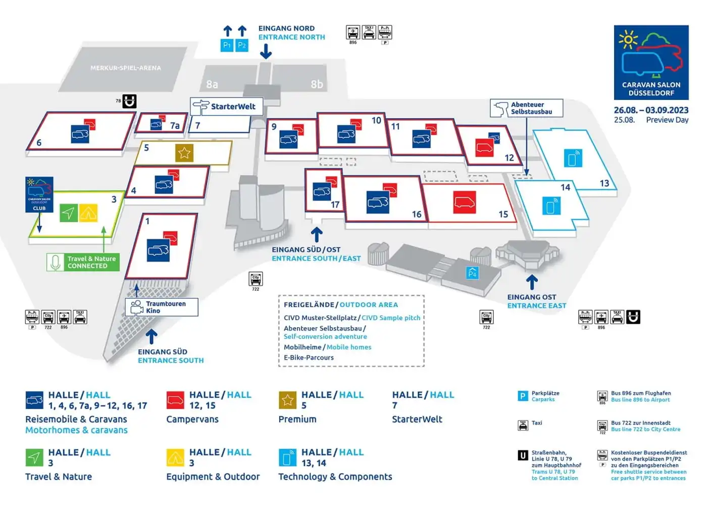 Messeplan Caravan Salon Düsseldorf 2023
