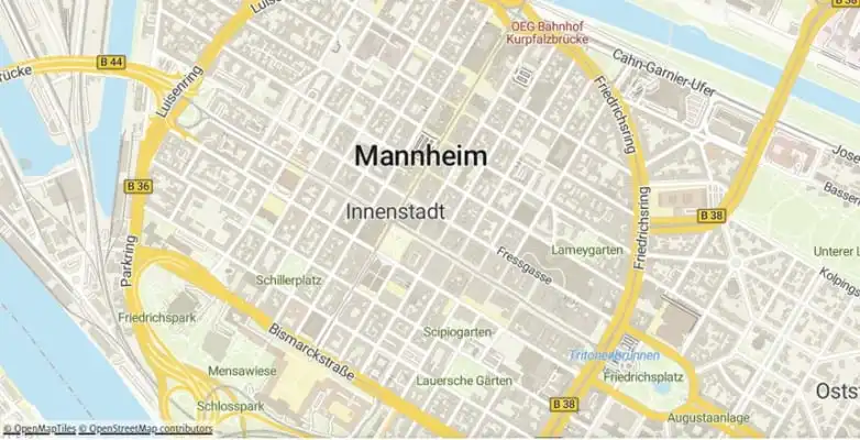 Kartenansicht von Mannheim (ADAC Maps)
