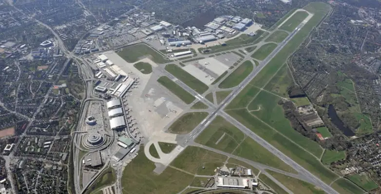 Luftaufnahme des Flughafens Hamburg