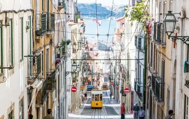Straßenbahn in Lissabon, Hauptstadt von Portugal