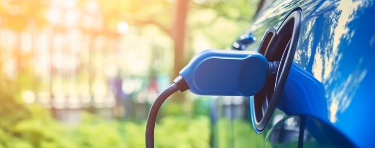 Ladekabrl an blauem Elektroauto