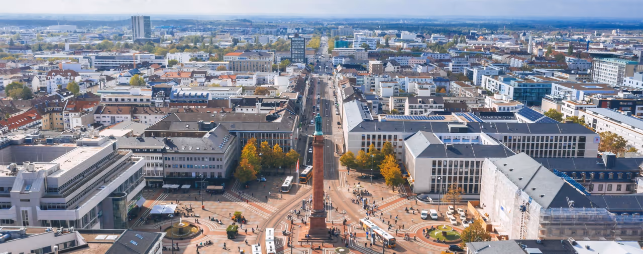 Panorama von Darmstadt mit Blick auf Luisenplatz