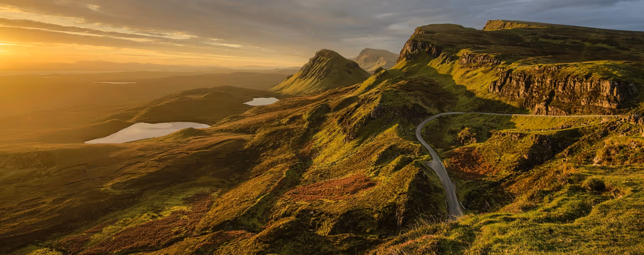 Panorama Landschaft im Abendlicht in Schottland