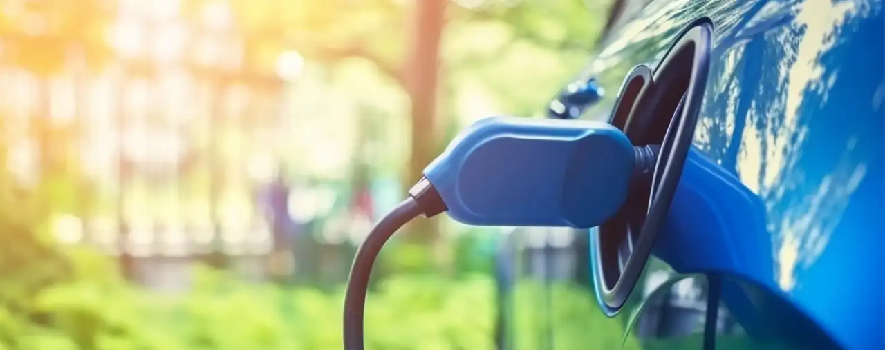 Ladekabrl an blauem Elektroauto