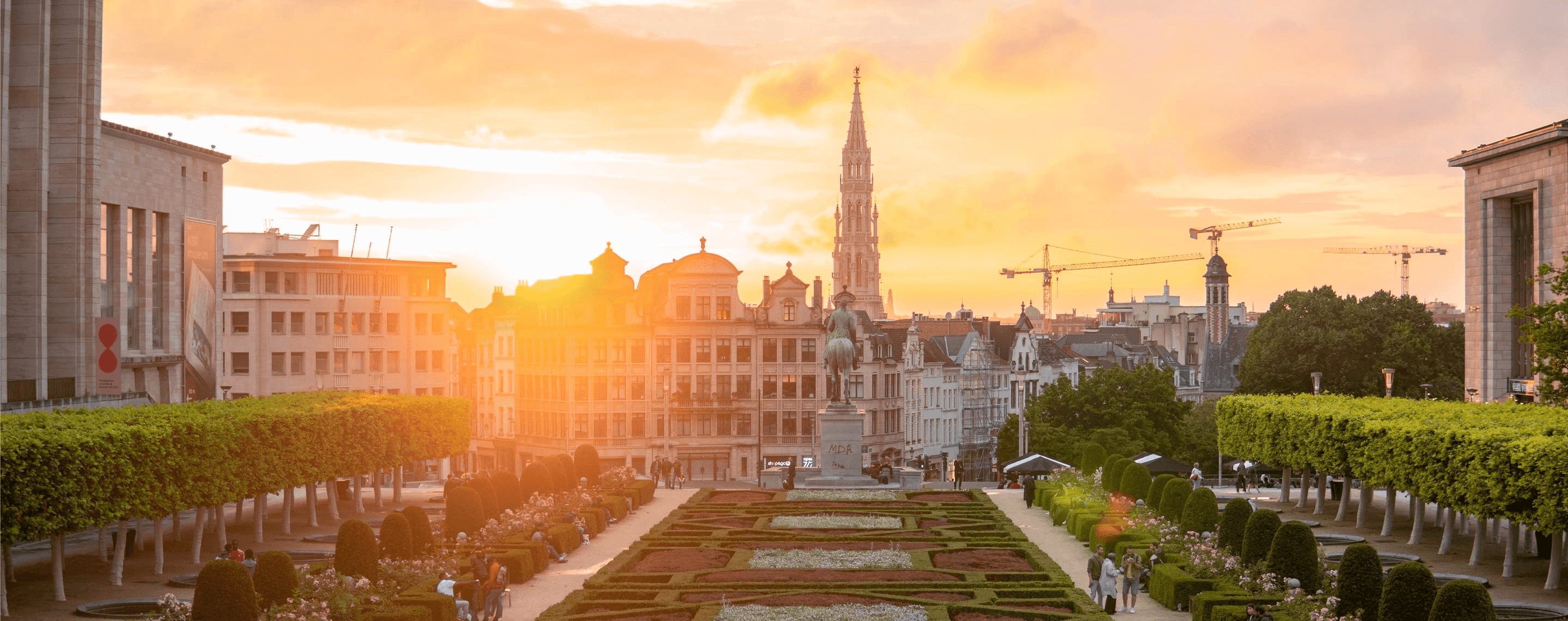 Mont des Arts in Brüssel bei Sonnenuntergang