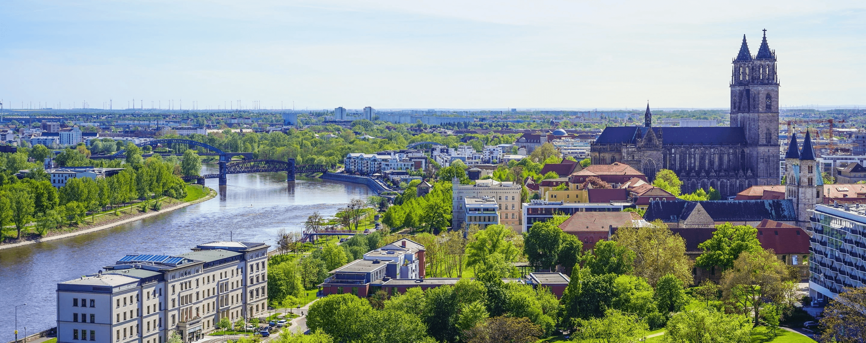 Stadtpanorama von Magdeburg mit Dom